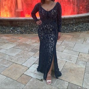 Couture Navy Beaded Gown